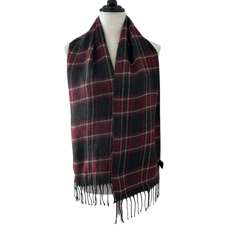 Plaid Black and Red Scarf